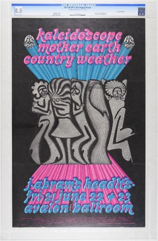 1968 FD-124 Kaleidoscope Mother Earth Country Weather Avalon Ballroom Poster CGC 8.5