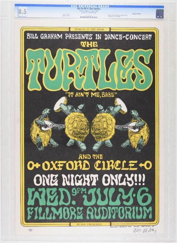 1966 BG-15 The Turtles Fillmore Auditorium Signed Wilson Poster CGC 8.5