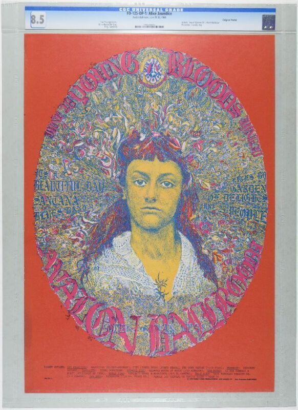 1968 FD-125 Youngbloods Santana Avalon Ballroom Poster CGC 8.5
