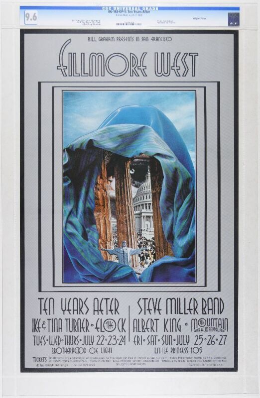 1969 BG-183 Ten Years After Ike & Tina Turner Fillmore West Poster CGC 9.6