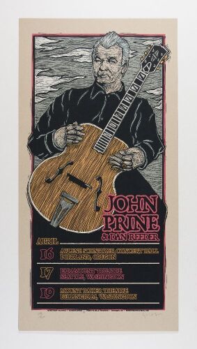2010 John Prine PNW Tour LE Signed Houston Poster Mint 91