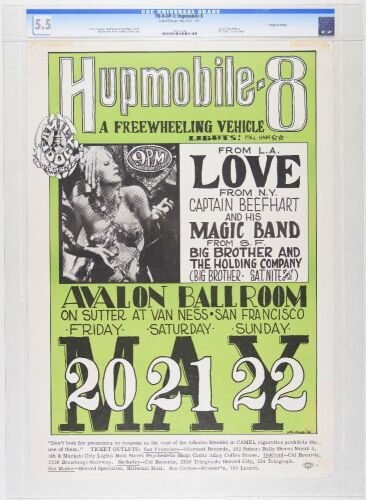 1966 FD-9 Love Captain Beefheart Big Brother Avalon Ballroom Poster CGC 5.5