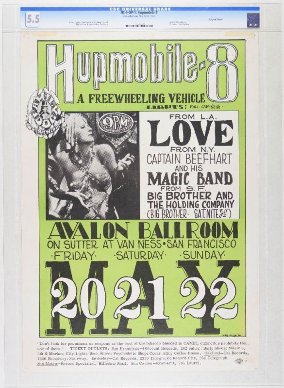 1966 FD-9 Love Captain Beefheart Big Brother Avalon Ballroom Poster CGC 5.5