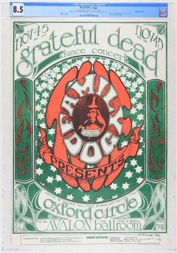 1966 FD-33 Grateful Dead Oxford Circle Avalon Ballroom Signed Mouse & Eric King Authenticated Poster CGC 8.5