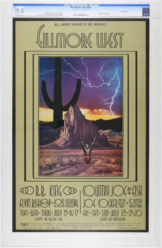 1969 BG-182 B.B. King Joe Cocker Fillmore West Poster CGC 9.8