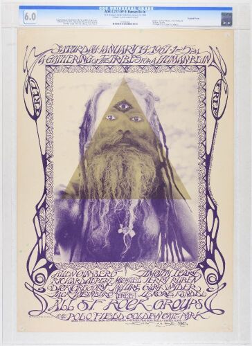 1967 AOR-2.217 Grateful Dead Timothy Leary The Human Be In Golden Gate Park Signed Mouse Poster CGC 6.0
