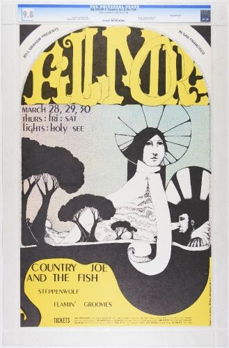 1968 BG-113 Steppenwolf Country Joe Fillmore Auditorium Poster CGC 9.8