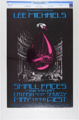 1970 BG-232 Lee Michaels Small Faces with Rod Stewart Fillmore West Poster CGC 8.0