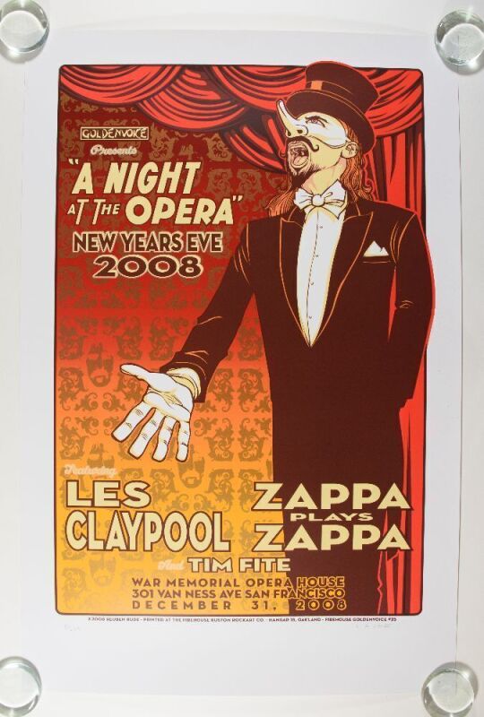 2008 Les Claypool Zappa Plays Zappa War Memorial Opera House LE Signed Rude Poster Near Mint 85