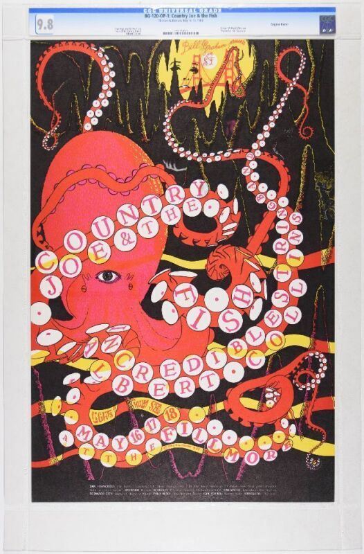 1968 BG-120 Country Joe & The Fish The Incredible String Band Fillmore Auditorium Poster CGC 9.8