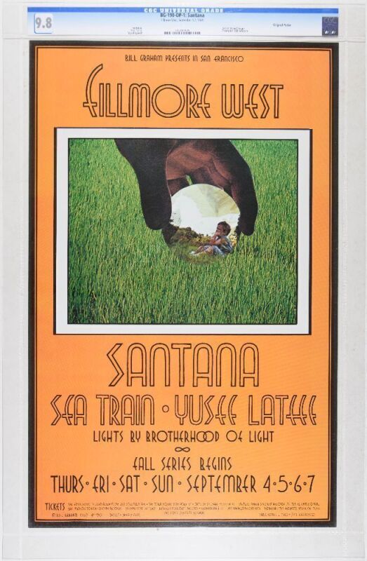 1969 BG-190 Santana Sea Train Fillmore West Poster CGC 9.8