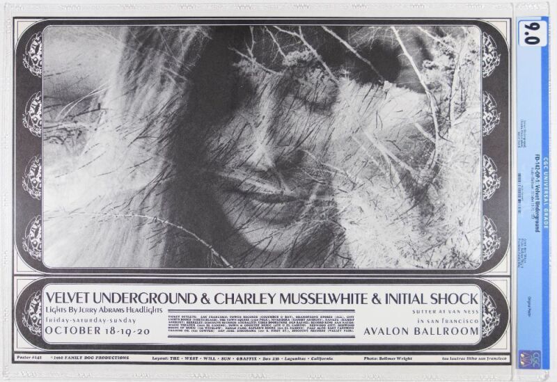 1968 FD-142 Velvet Underground Avalon Ballroom Poster CGC 9.0
