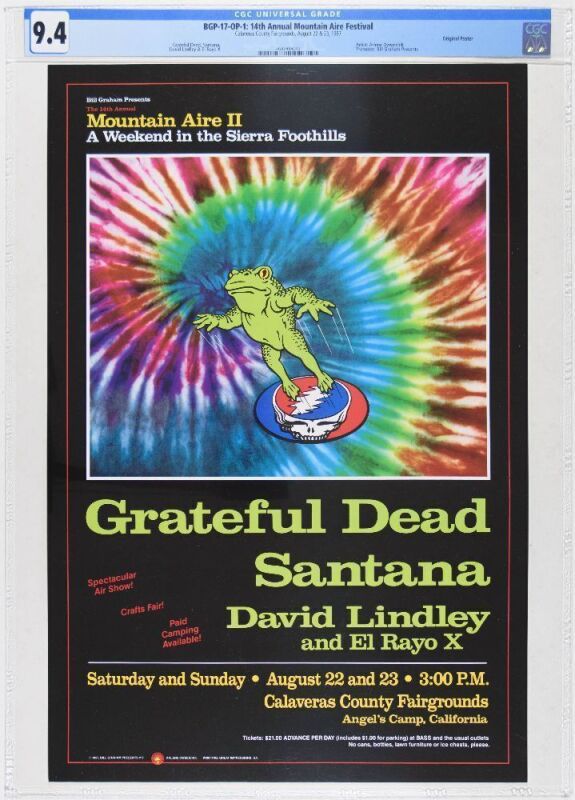 1987 BGP-17 Grateful Dead Santana Calaveras County Fairgrounds Poster CGC 9.4