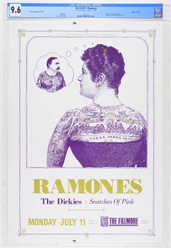 1988 NF-34 The Ramones The Fillmore Poster CGC 9.6