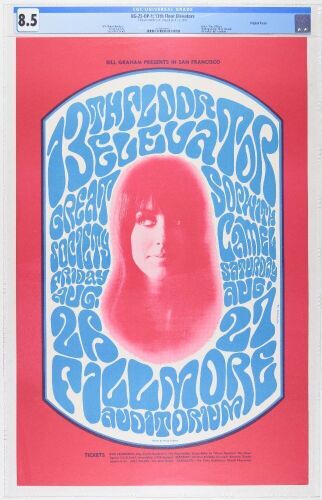 1966 BG-25 Great Society 13th Floor Elevators Fillmore Auditorium Poster CGC 8.5