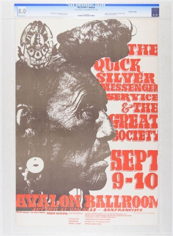 1966 FD-25 Great Society Quicksilver Avalon Ballroom Poster CGC 8.0