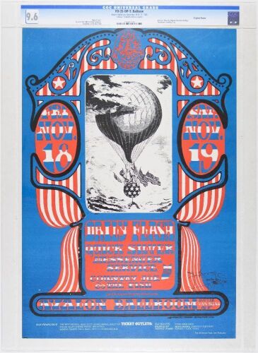 1966 FD-35 Quicksilver Daily Flash Country Joe Avalon Ballroom Signed Mouse Poster CGC 9.6