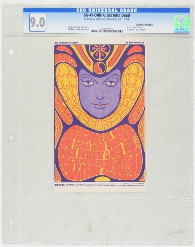 1966 BG-41 Grateful Dead Big Mama Thornton Fillmore Auditorium Handbill CGC 9.0