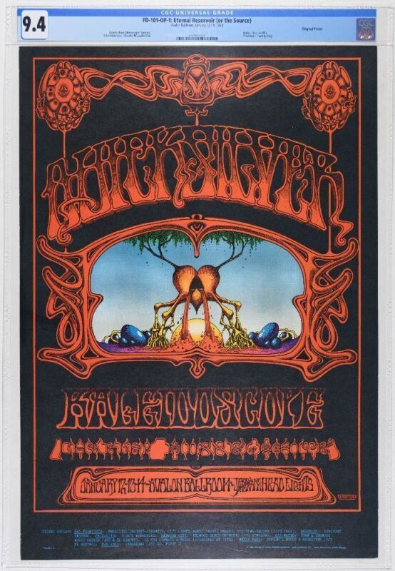 1968 FD-101 Quicksilver Messenger Service Avalon Ballroom Poster CGC 9.4