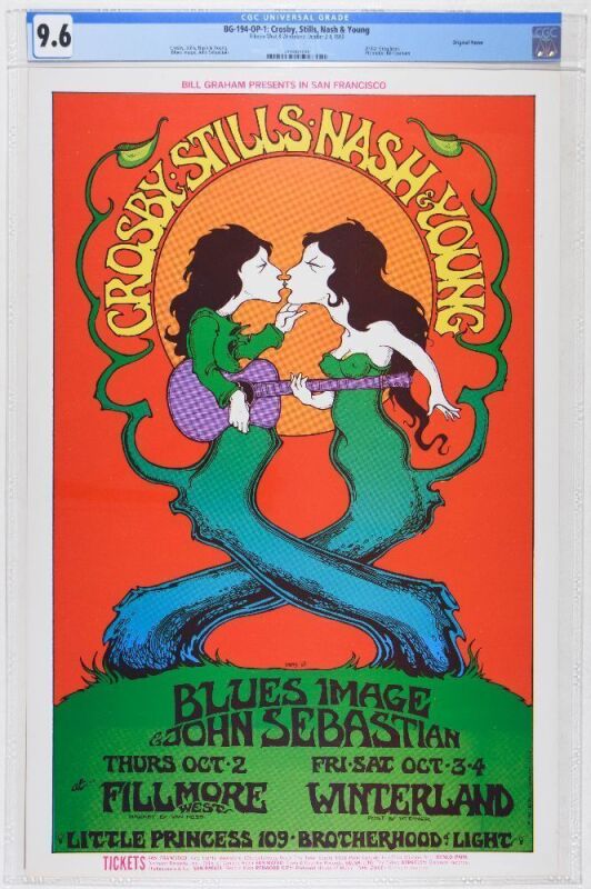 1969 BG-194 Crosby Stills Nash & Young Fillmore West & Winterland Poster CGC 9.6