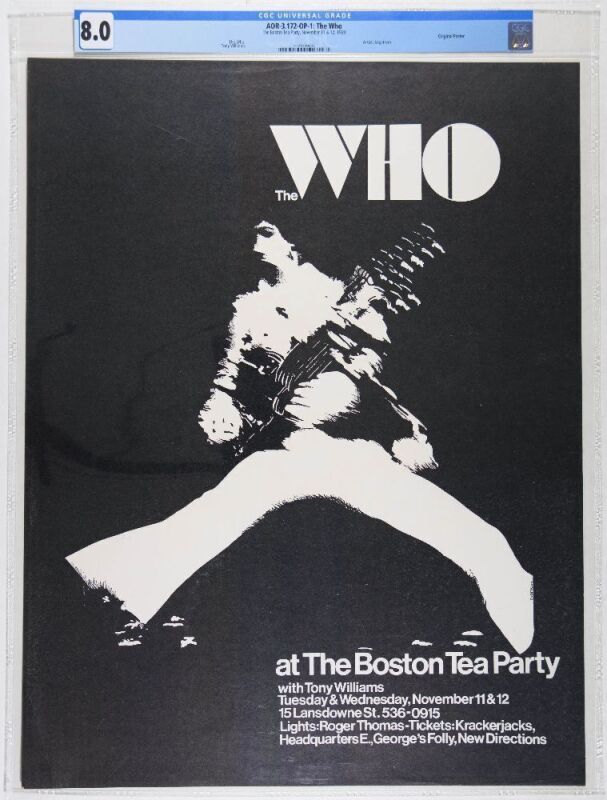 1969 AOR-3.172 The Who The Boston Tea Party Poster CGC 8.0