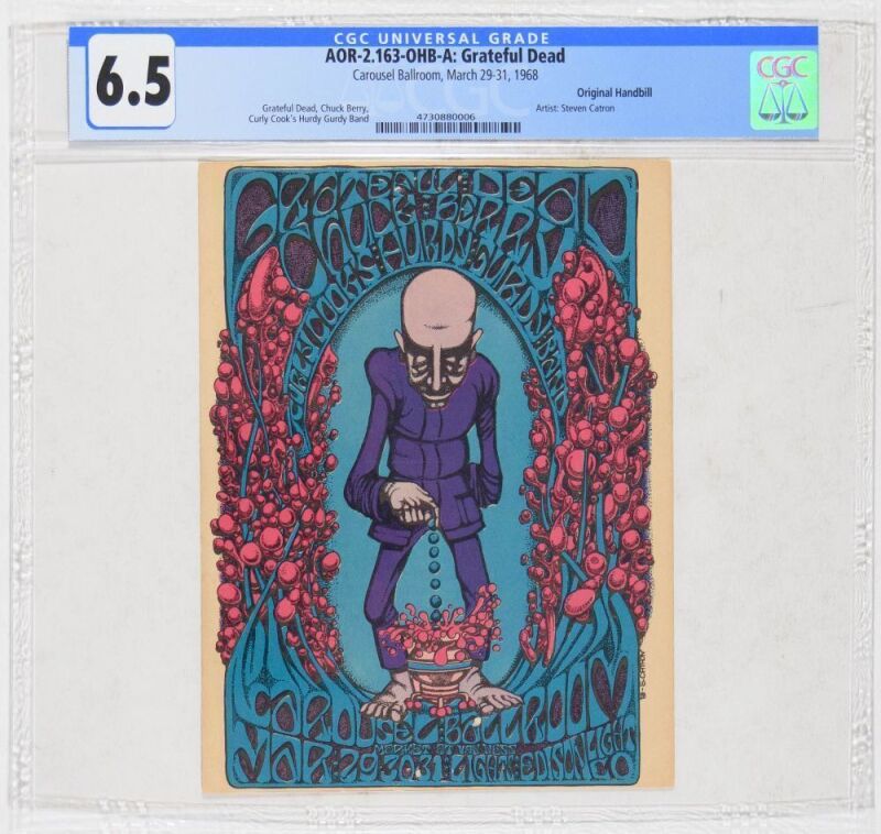 1968 AOR-2.163 Grateful Dead Chuck Berry Carousel Ballroom Handbill CGC 6.5