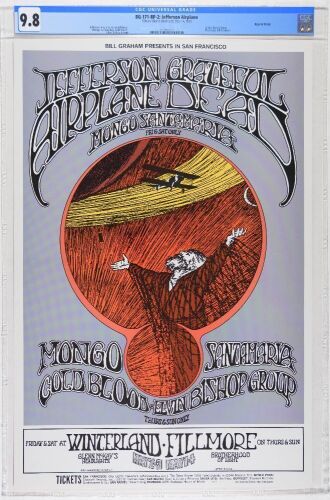 1969 BG-171 Grateful Dead Jefferson Airplane Fillmore West RP2 Poster CGC 9.8