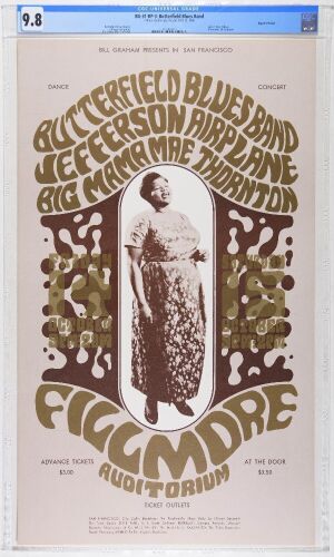 1966 BG-31 Big Mama Thornton Butterfield Blues Band Fillmore RP3 Poster CGC 9.8