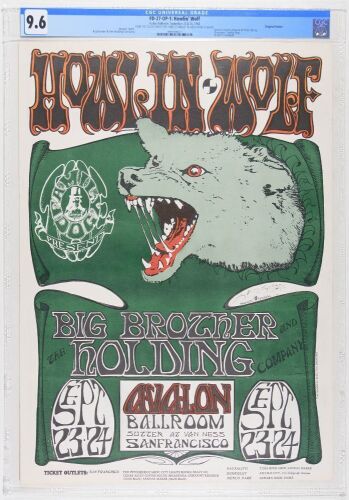 1966 FD-27 Howlin' Wolf Big Brother Avalon Ballroom Signed Mouse & Eric King Authenticated Poster CGC 9.6