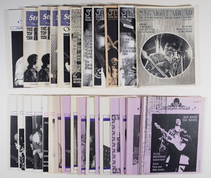 Collection of 39 Jimi Hendrix Straight Ahead Magazine Fanzine Issues & 3 Compendiums Not Graded