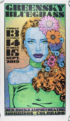 2019 Chuck Sperry Greensky Bluegrass Red Rocks Amphitheatre LE Signed Sperry Poster Mint 93