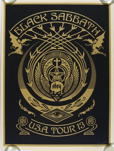 2013 Shepard Fairey Black Sabbath USA Tour LE Signed Fairey Poster Mint 93