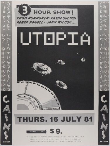 1981 Utopia Cains Ballroom Tulsa Poster Near Mint 89