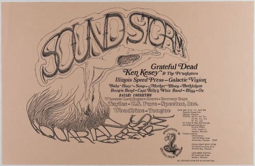 1970 Grateful Dead Merry Pranksters Soundstorm Festival Aquarian Express Farm RP2 Poster Near Mint 89