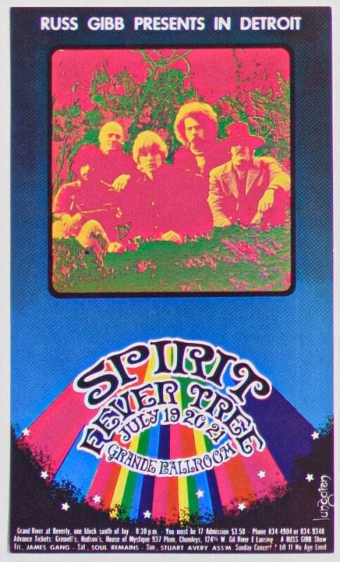 1968 G/G-680719 Spirit Fever Tree Grande Ballroom Detroit Postcard Near Mint 85