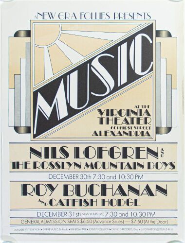 1975 Nils Lofgren Roy Buchanan Virginia Theater Poster Excellent 77