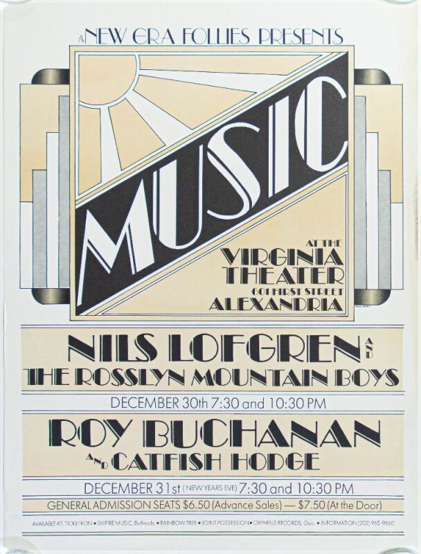 1975 Nils Lofgren Roy Buchanan Virginia Theater Poster Excellent 77