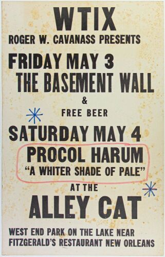 1968 Procol Harum The Alley Cat New Orleans Poster Excellent 73