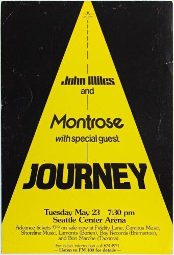 1978 Journey Montrose Seattle Center Arena Poster Excellent 75