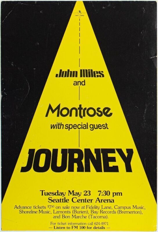 1978 Journey Montrose Seattle Center Arena Poster Excellent 75