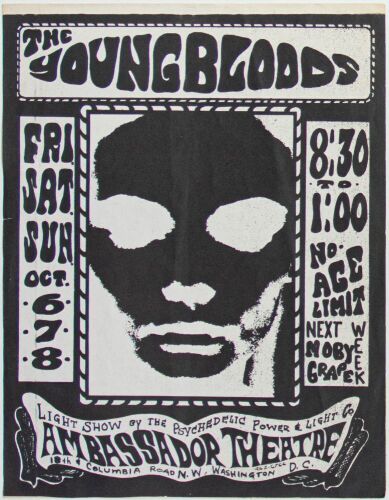 1967 Youngbloods The Ambassador Theatre Washington DC Flyer Excellent 79