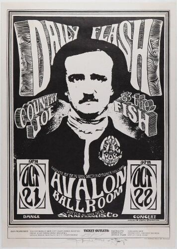 1966 FD-31 Daily Flash Country Joe Avalon Ballroom Signed Kelley & Mouse Poster Excellent 79