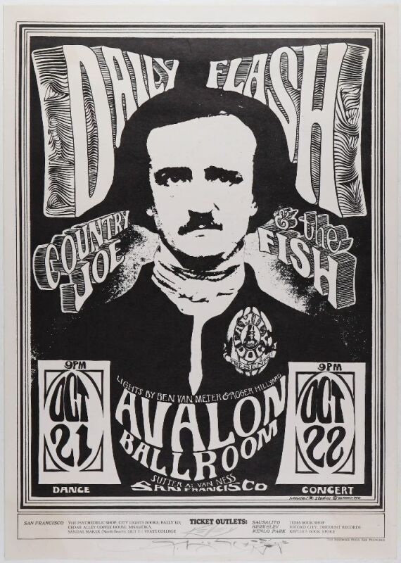 1966 FD-31 Daily Flash Country Joe Avalon Ballroom Signed Kelley & Mouse Poster Excellent 79