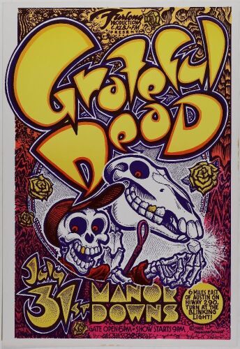 1982 AOR-4.159 Grateful Dead Manor Downs Austin Poster Excellent 77