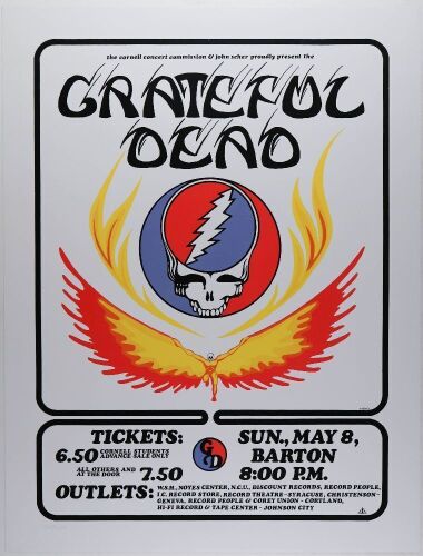 1977 Grateful Dead Barton Hall Cornell University LE RP Poster Near Mint 87
