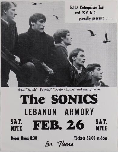 1966 The Sonics Lebanon Armory Lebanon Oregon Handbill Excellent 79