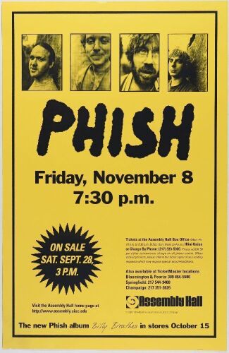1996 Phish Assembly Hall University of Illinois Poster Near Mint 87