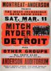 1967 Mitch Ryder & Detroit Wheels The Anderson Auditorium Montreat Globe Cardboard Poster Near Mint 85