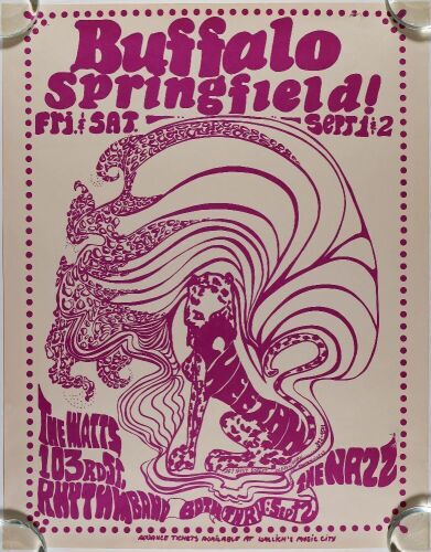 1967 Buffalo Springfield The Nazz Cheetah Club Poster Extra Fine 69