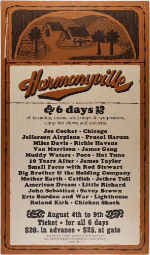 1970 Joe Cocker Chicago Jefferson Airplane Harmoneyville Festival Poster Extra Fine 63